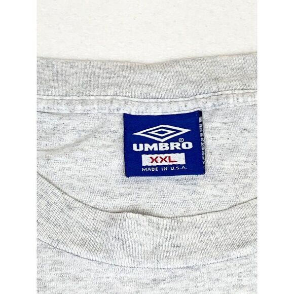 Vintage Umbro T-Shirt XXL Grey Soccer Football Sports Single Stitch - Picture 5 of 9